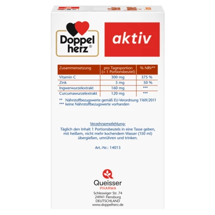 Abbildung der Produktverpackung Doppelherz aktiv Heißer Ingwer Seitenansicht links